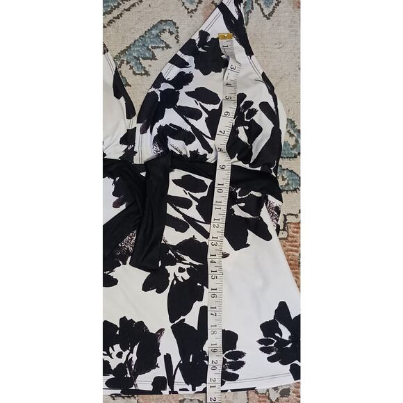 Swimsuits for All Flattering Halter Tankini Top Black and white Floral Womens 16 - Picture 7 of 8